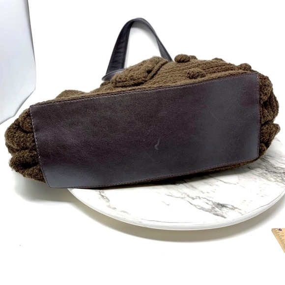 The Sak Pink Label Knitted Brown bobble textured tote bag  grannycore Bohemian - Picture 6 of 16